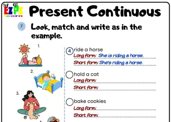 Present Continuous Look, Match and Write the Answers Worksheet Book1 pdf